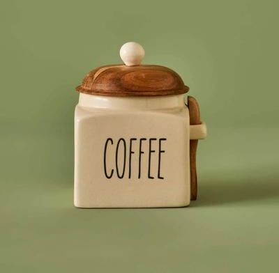 Bella Maison Koffi Ceramic Jar with Acacia Lid & Spoon