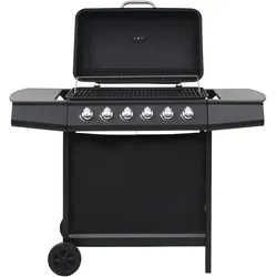 vidaXL Gasgrill mit 6 Flammen Stahl Schwarz