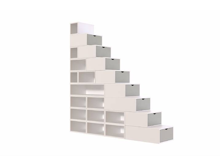 Escalier cube de rangement hauteur 225 cm 225 cm Blanc/Moka