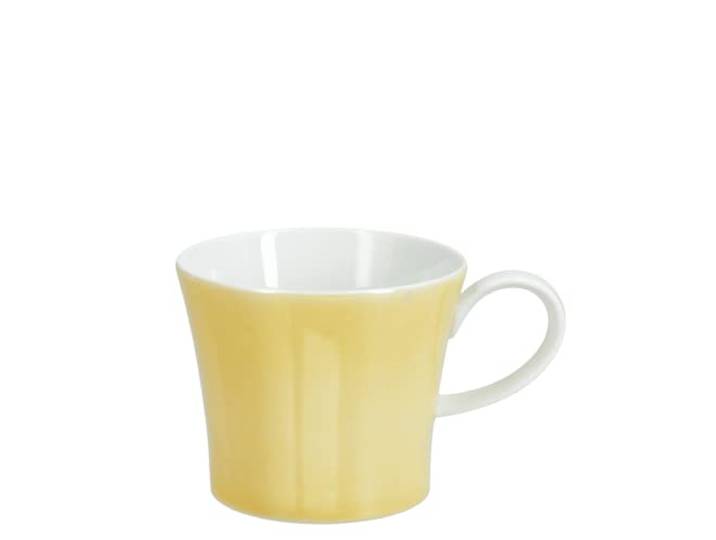 KPM Berlin Colors of BERLIN Lichtenberg, handgefertigte Porzellan Tasse nach Enzo Mari, Frühstückstasse, Kaffeetasse 0,3l, Lüsterfarbe Gelb im Geschenkkarton