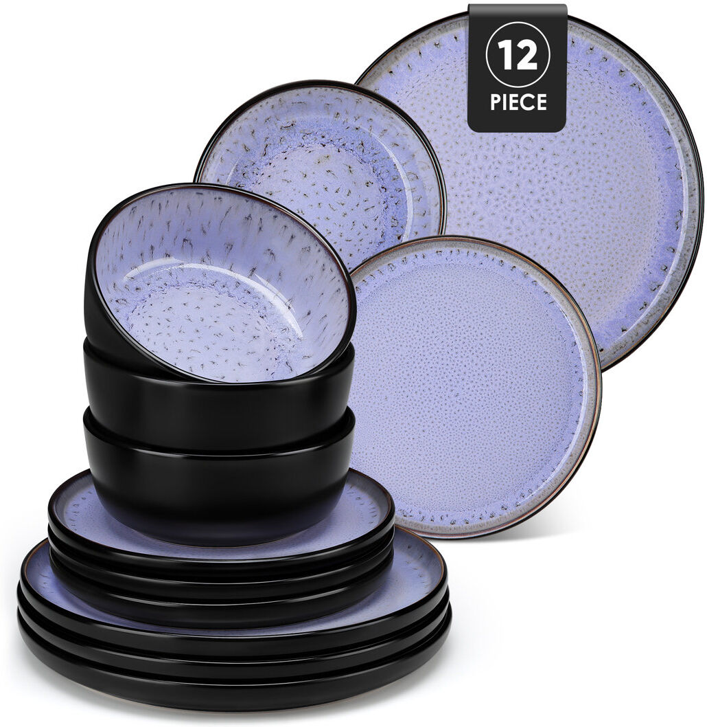 Vancasso Ambrru Stoneware Dinnerware Set 12 Piece - Service for 4 Purple 12