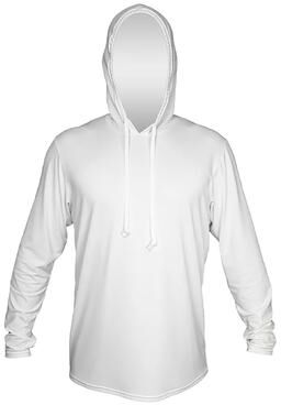 Anetik MVLPRH8 Men's Low Pro Tech Hooded Long Sleeve T-Shirt in White Heathered size XL   Polyester/Spandex Blend