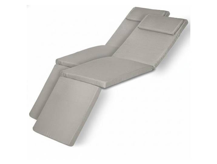 Beautissu Deckchairauflage Loftlux DC 175x45x5cm Hellgrau (2tlg), 45x10x175 cm, Gartenmöbel, Gartenpolster & Auflagen, Liegenauflagen