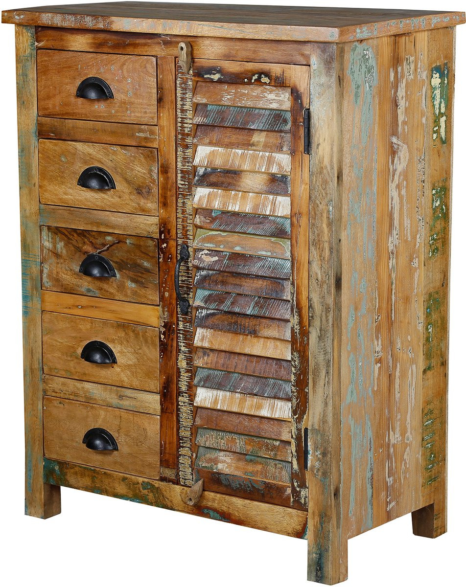 Massief houten Highboard Dressoir met laden van mangohout in vintage boho landelijke stijl