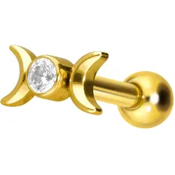 Titan Ohrpiercing mit Innengewinde 2 MONDE + KRISTALL