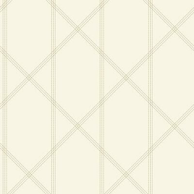 A-Street Prints Walcott Cream Stitched Trellis Wallpaper
