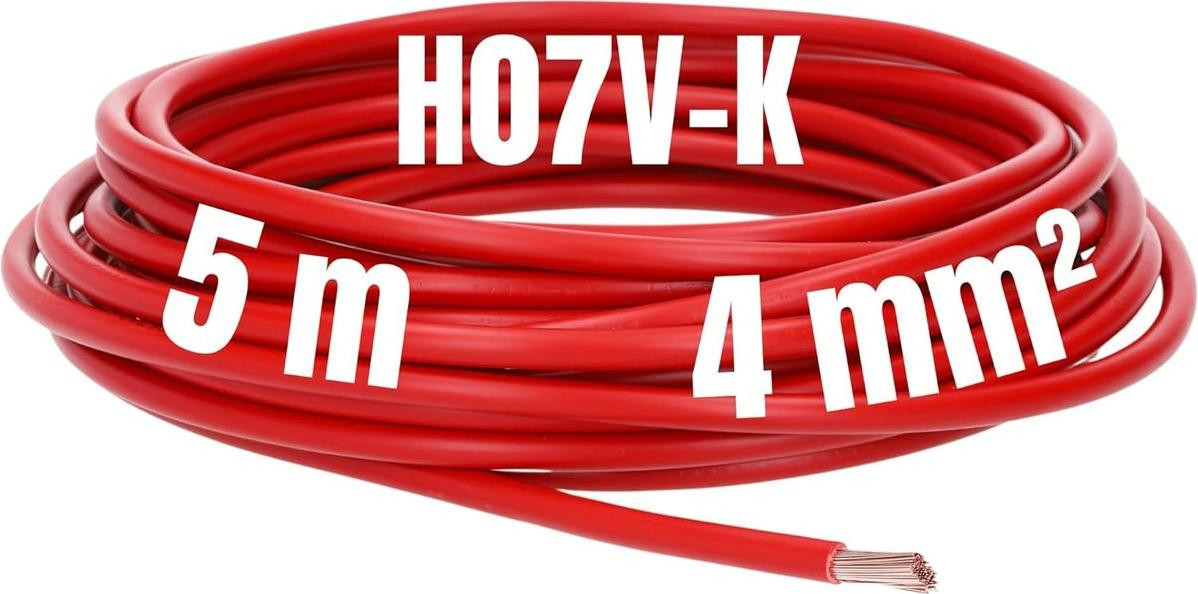 Kalitec H07V-K kabel, 4 mm², rood, 5 meter