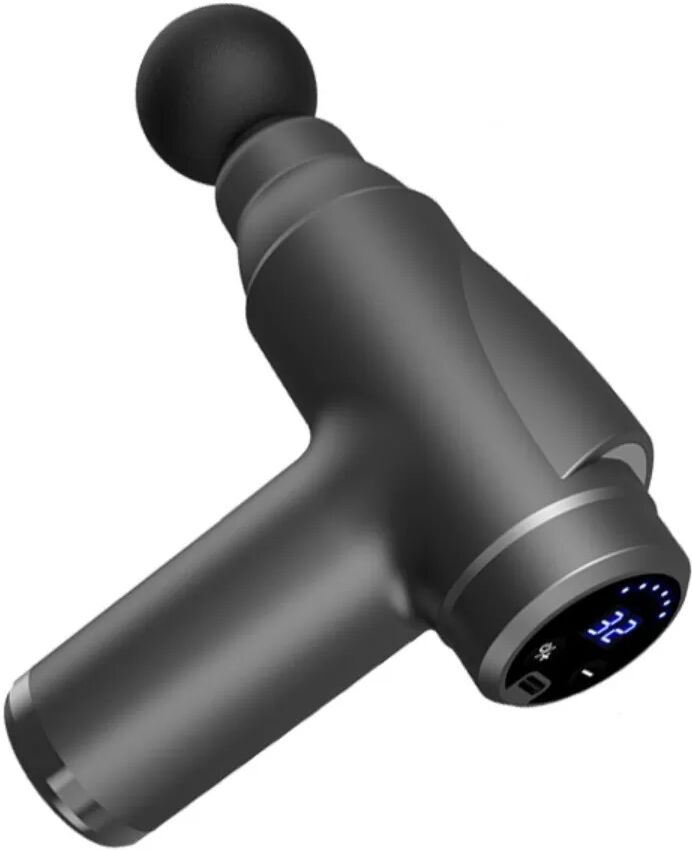 INF Touchscreen 32-Gang Elektrische Muskelmassagepistole — Tragbare Deep-Tissue Massagepistole mit 4 Wechselköpfen, Grau