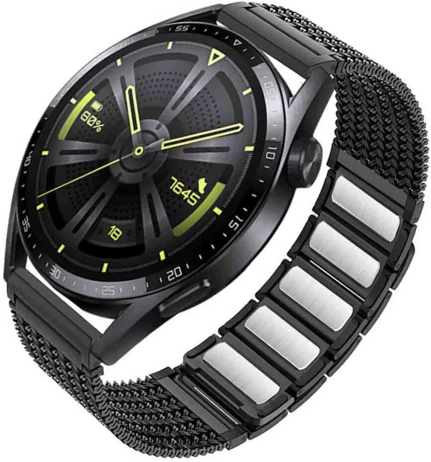INF Titangraues gewebtes magnetisches Schlaufen-Edelstahl-Uhrenarmband kompatibel mit Huawei GT Serie 22 mm