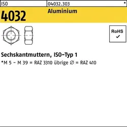 Sechskantmutter ISO 4032 M10 Aluminium 100 Stück