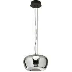 20-W-LED-Pendelleuchte Perenz aus rauchfarbenem Spiegelglas, mattschwarzes Gestell, Ø 38 cm, modernes und elegantes Design für Innenräume