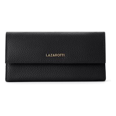Geldbörse LAZAROTTI "Bologna Leather Geldbörse Leder 19 cm", Damen, schwarz, Leder, Kleinlederwaren