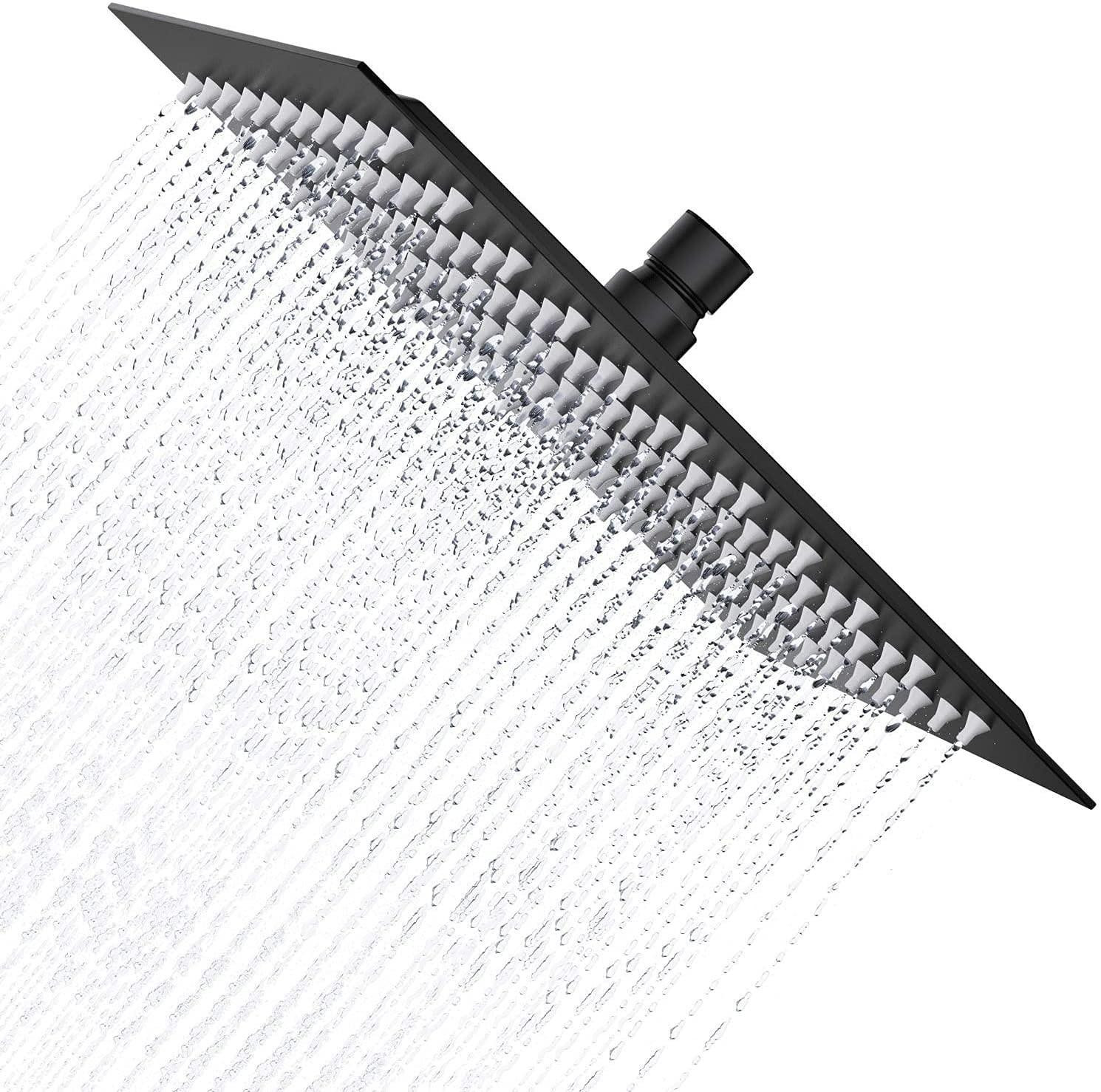 Merkloze Zwarte Vierkante Regen Douchesproeier, 20 cm