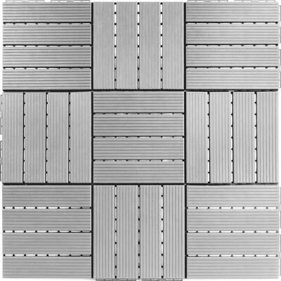 FloorPops Straight Groove Light Grey Interlocking Deck Tiles