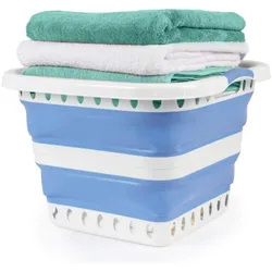 Beldray, Wäschekorb, LA00000152EU7 40l Collapsible Laundry Basket, White/Blue (40 l)
