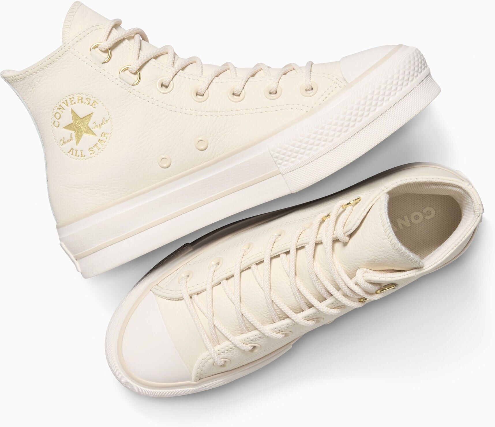 Sneaker CONVERSE "CHUCK TAYLOR ALL STAR LIFT", Damen, Gr. 42, atmungsaktiv wärmend, light dune, light dune, egret, Leder, Schuhe Sneaker, Winterschuhe, wasserdicht und gefüttert light dune, light dune, egret 42, atmungsaktiv wärmend
