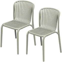 Ferne, Gartenstühle, 2er-Set Stapelbarer Gartenstuhl in Beige, moderner Kunststoffstuhl in Bauhaus-Optik