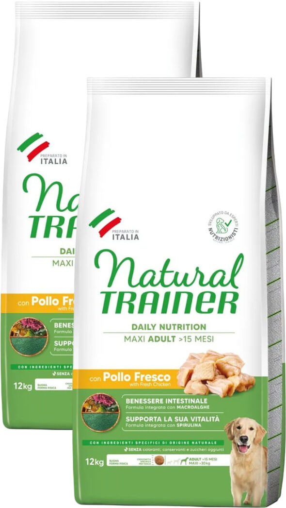 Kit Risparmio 2x12KG Natural Trainer Dog Adult Maxi Pollo POLLO FRESCO