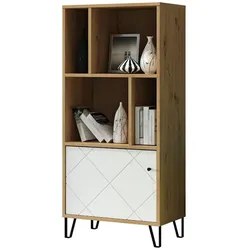 BÜCHERREGAL 1 Tür und 4 Fächer mattweiß H136 cm - Touch