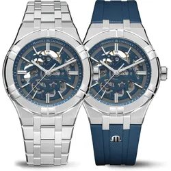 Maurice Lacroix Aikon Automatic Skeleton 42mm, Blau, inklusive Ersatzband Herrenuhr AI6008-SS00F-031-C
