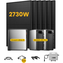 EcoFlow Stream Ultra X, Solaranlage mit Speicher, mit 6 x 455W Bifazialen Solarmodulen, by Powerness - Stream Ultra X + 2 x Stream AC Pro | 7680Wh / ohne Zubehör / Standardversand
