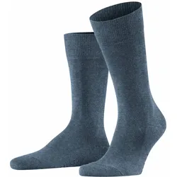 FALKE Herren Socken - Family SO, Allrounder Strümpfe, Uni, Baumwollmischung Blau mel. / 39-42