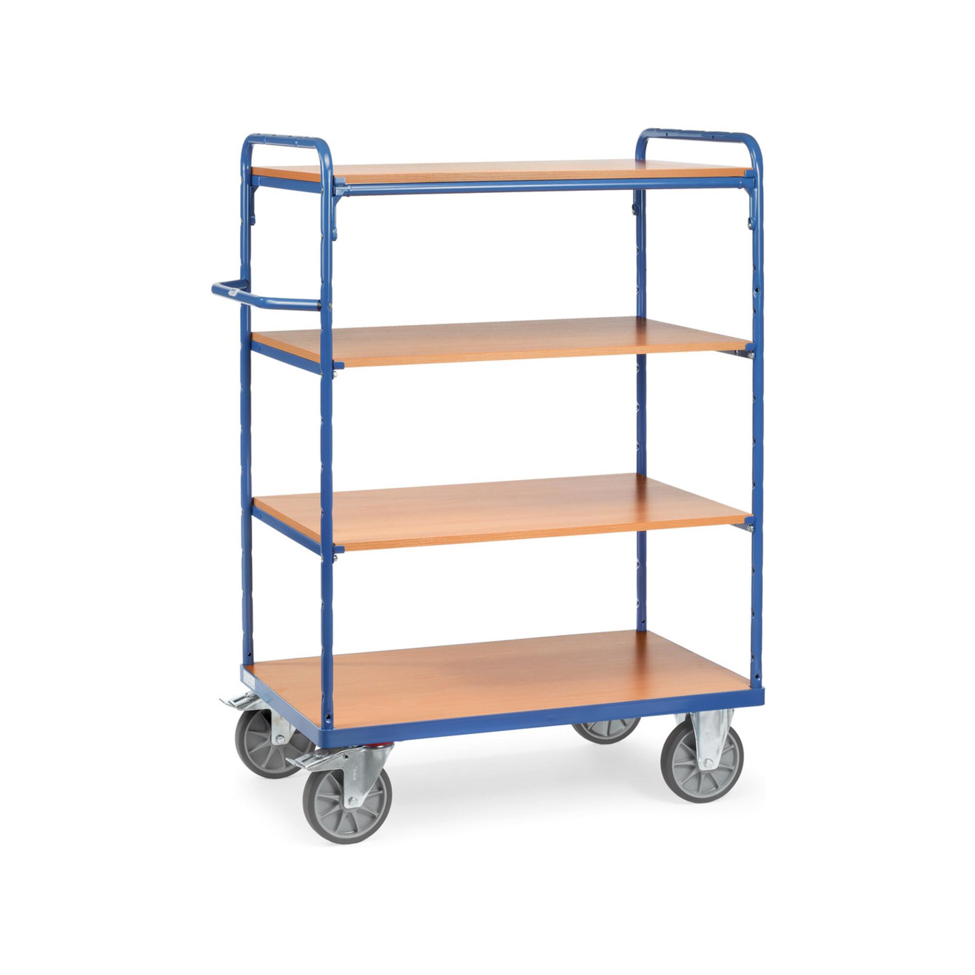 fetra Etagenwagen 8202, Tragkraft 600kg, TPE-Reifen, 1 fester und 3 Einlegeböden)