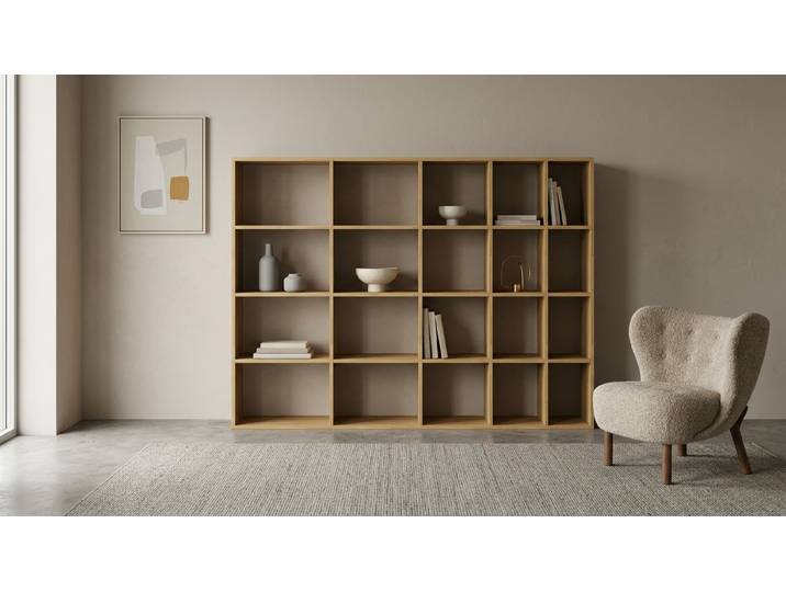 Pickawood Regal - Individualisierbar - Schwarz/Weiß/Grau/Eiche/Buche Eiche Natur geölt