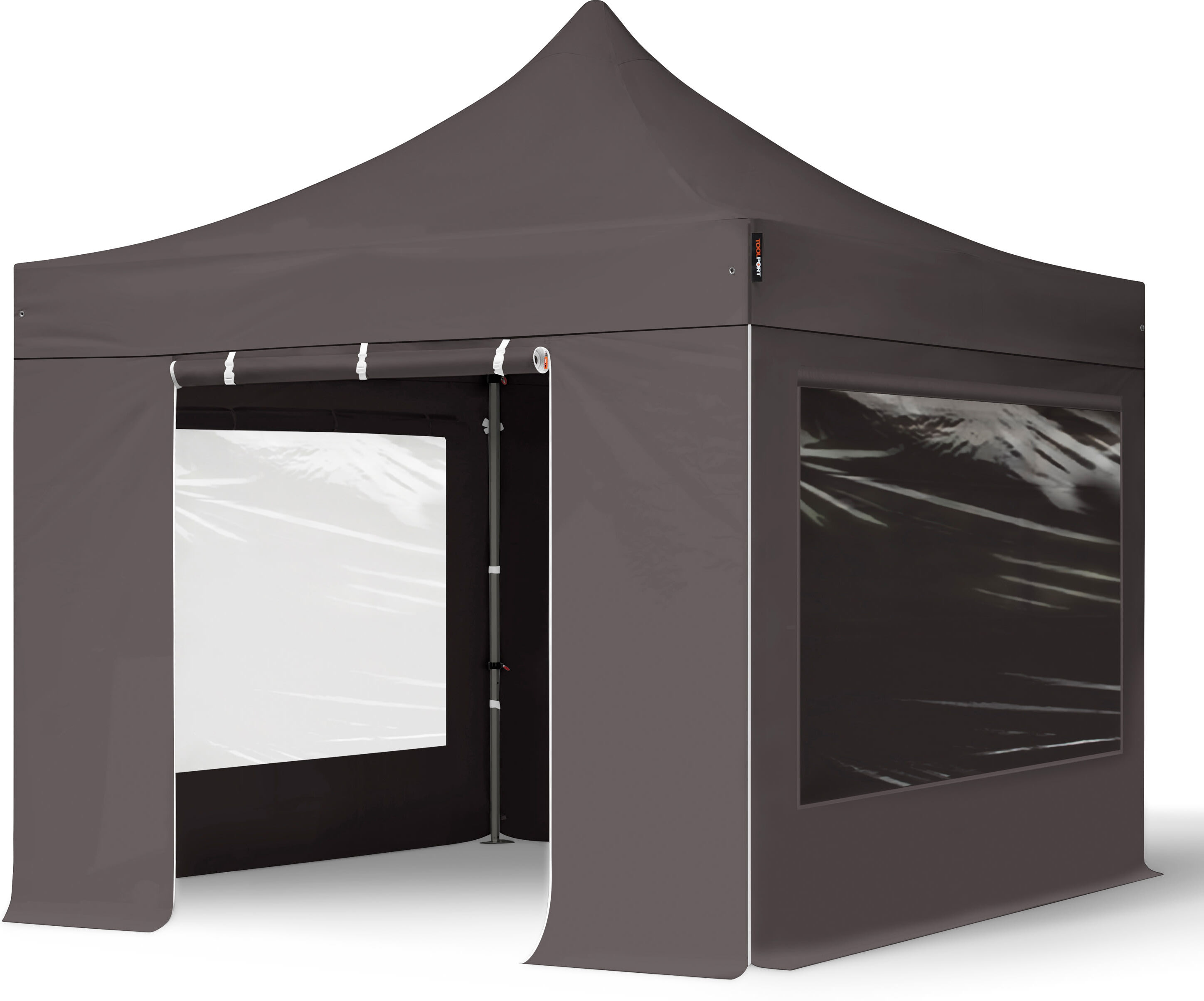 TOOLPORT 3x3m, stål, easy-up-pavillon, 4 sidedele, mørkegrå - (600025)
