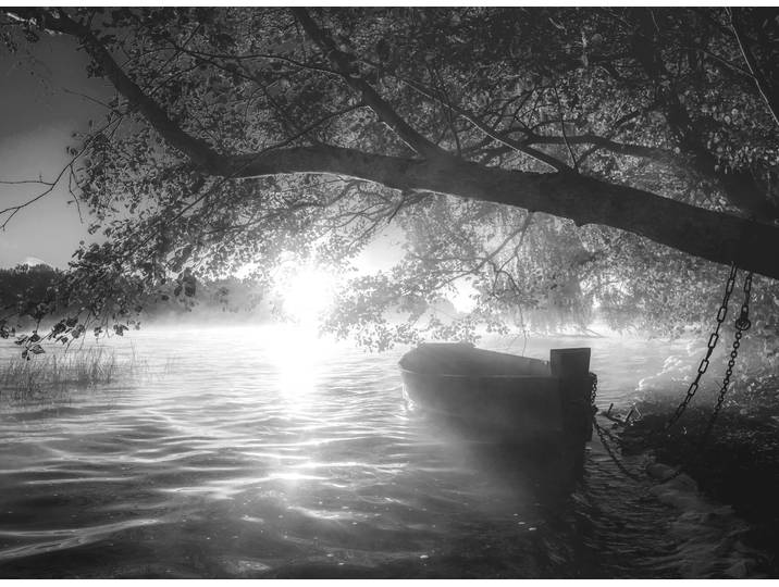 Papermoon Boot im Wasser Schwarz & Weiß