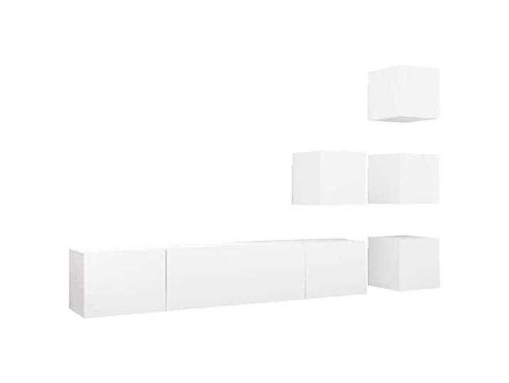 GKHPYURE TV-Möbel-Set, 6-teilig, weiß, Holz, mehrschichtig Hängendes Design, 4 von 30 x 30 x 30 cm, 2 von 80 x 30 x 30 cm, leicht zu reinigen, Montage erforderlich