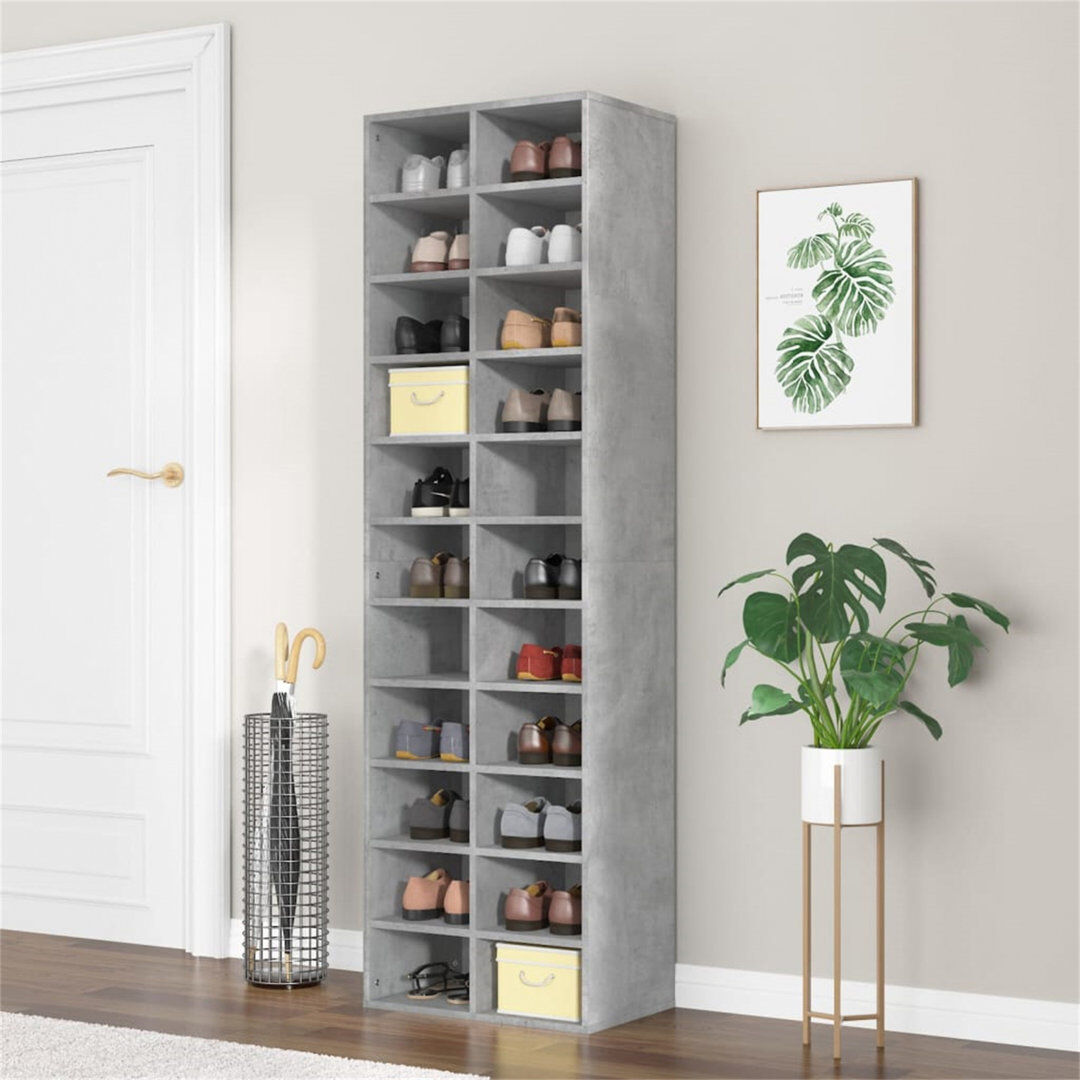 Ebern Designs 22 Pair Shoe Storage Concrete Grey 22