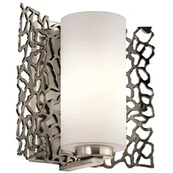 Wandlampe Leuchte Metall Leinen Glas Zinn H 23,5 cm 1 Flammig Flurlampe