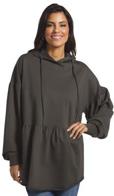 Masseys Lifestyle Flounce Hoodie (Size Large) Vintage Black, Cotton,Spandex