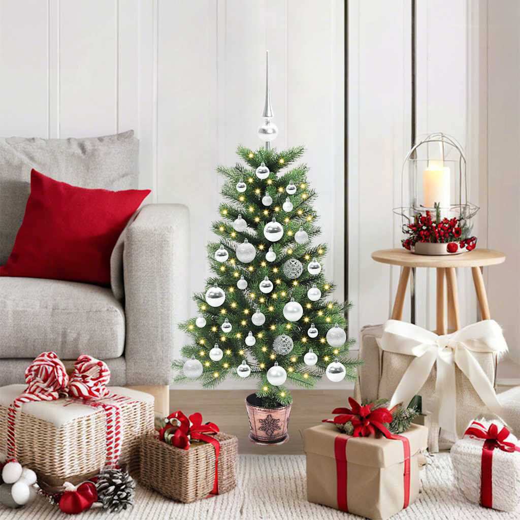 The Seasonal Aisle Christmas Tree with 150 LEDs with Stand PE Silver 2.95' H