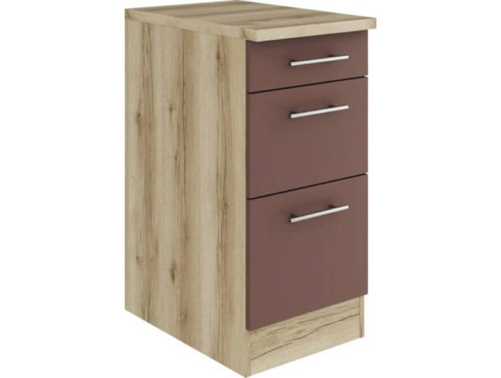 Optifit Schubladenunterschrank Bari407 BxTxH 40 x 60 x 84,8 cm rostrot matt zerlegt KUBA U436-9+