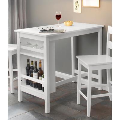 Bartisch OTTO HOME "Torpedo", weiß (weiß, weiß), B:108cm H:91cm T:60cm, Tische, Bartisch, Gestell Massivholz Kiefer, Tischplatte und Regal MDF, Küchentisch