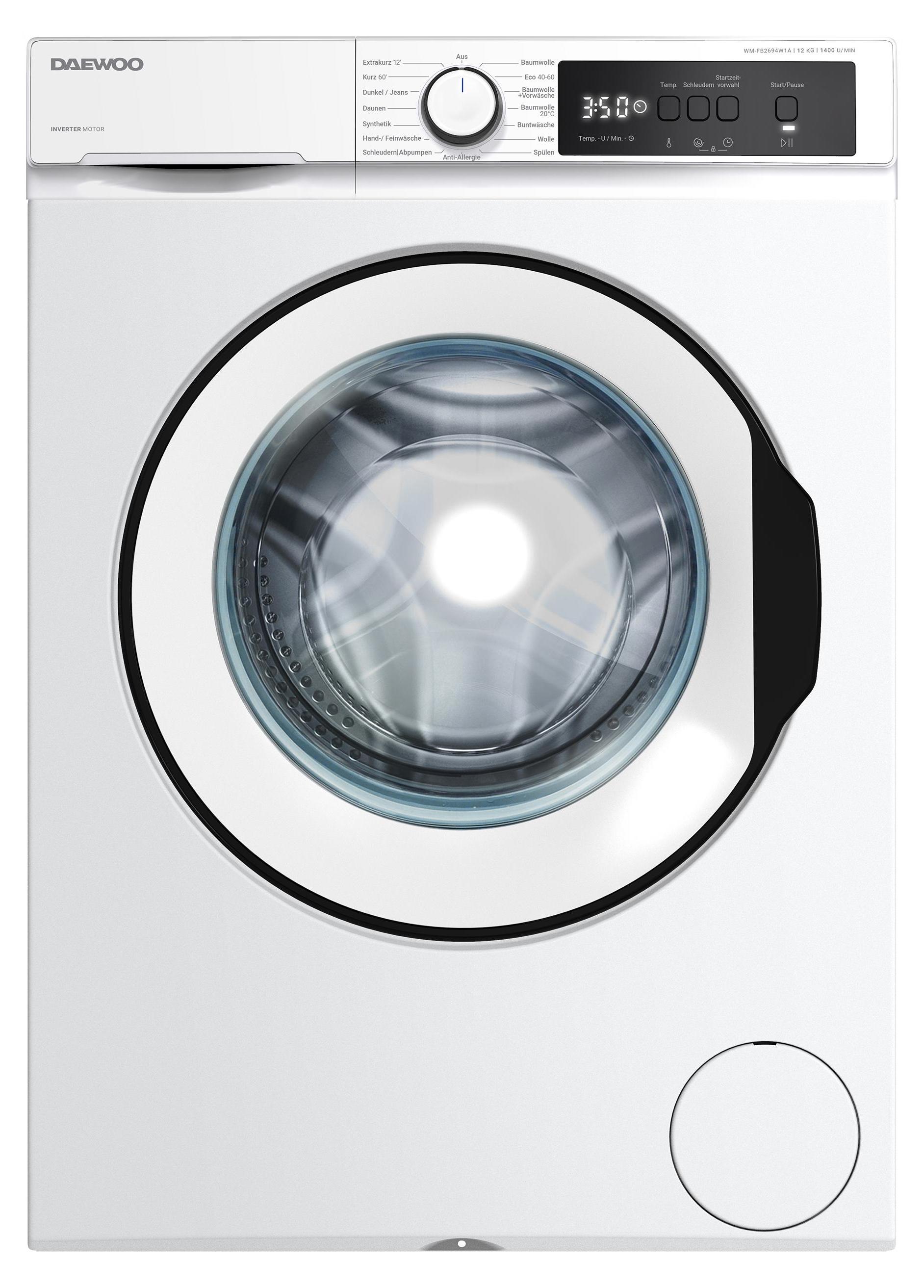 Daewoo WM-FB2694W1A, Frontlader, 12 kg, B, 77 dB, 1400 RPM, A