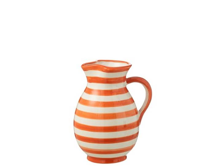 PITCHER GRANADA STRIPES Ceramic WHITE/ORANJE MEDIUM
