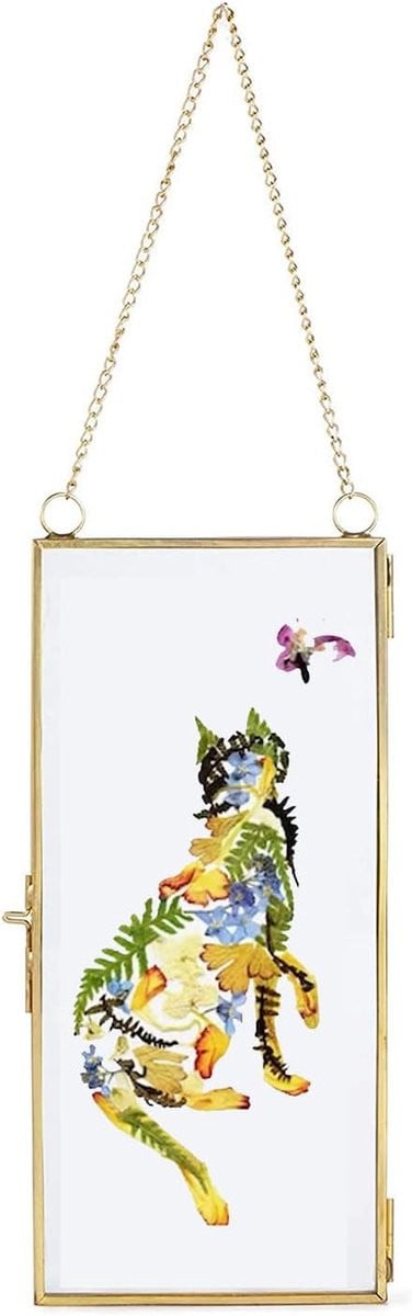 Fotolijst Koper Messing - Zwevend Glas met Geometrisch Ontwerp - Goud - 10 x 22 cm