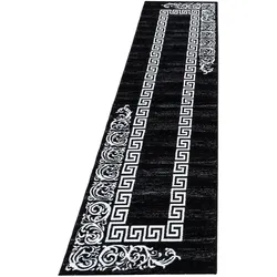 TEPPICH Kurzflor ASPEN in Schwarz, mit Mäander-Muster, 80 x 300 cm