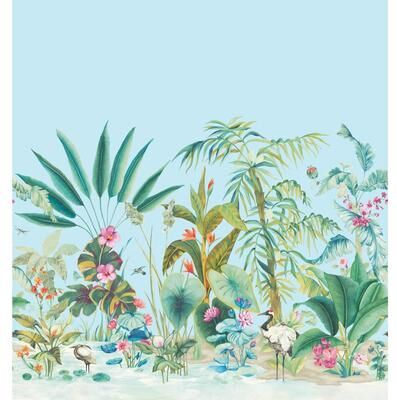 York Wallcoverings Tropical Panoramic Blue Wall Mural