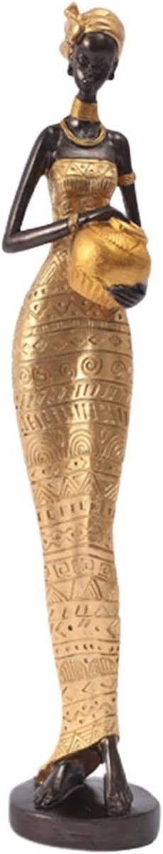Handgemaakte Afrikaanse Tribal dame sculptuur - Goud - Hoogte: 41,5 cm