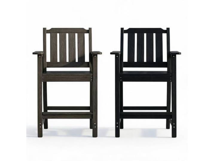 Barhocker 2er Set HDPE schwarz, wasserfester Barstuhl für Außenbereich Wasserfest und leicht zu reinigen, ergonomische Sitzfläche, ideal für Balkon, Garten und Poolbereich