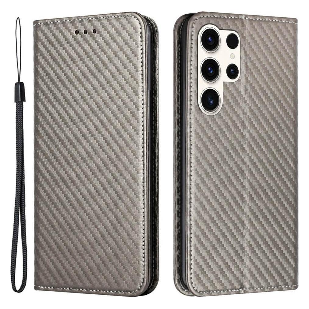 Cover-Discount Carbon Look Flip Case grau (Samsung Galaxy S24 Ultra) (660172120E)