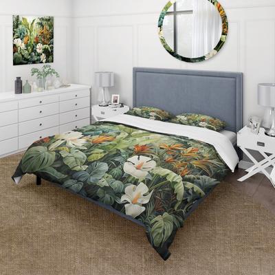 DESIGN ART Designart - White Contemporary Botany Jungle Wonders - Plants Bedding Cover Set - Traditional Bed Sets With Shams