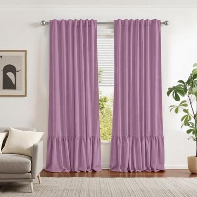 Awesome Home Blackout Recycled Cotton Ruffle Curtain Pair