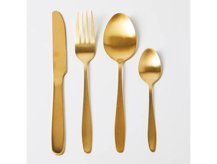 Ménagère inox coloris doré, 16 pièces - Blancheporte