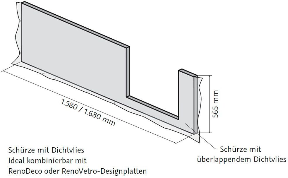 HSK Frontschürze für Dobla Duschwanne 160 cm Einstieg rechts