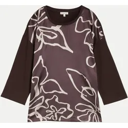 Langarmshirt mit Blumenmuster Braun M